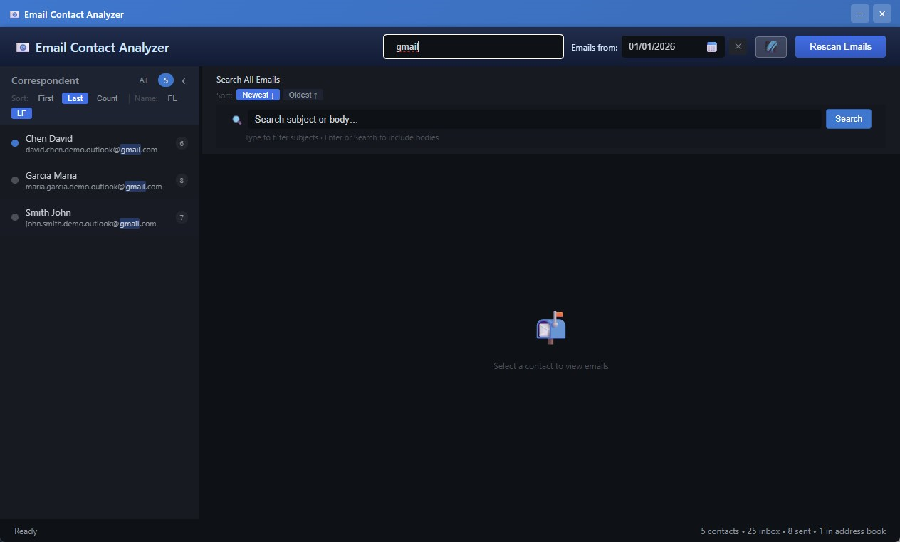 Domain search filtering contacts by company
