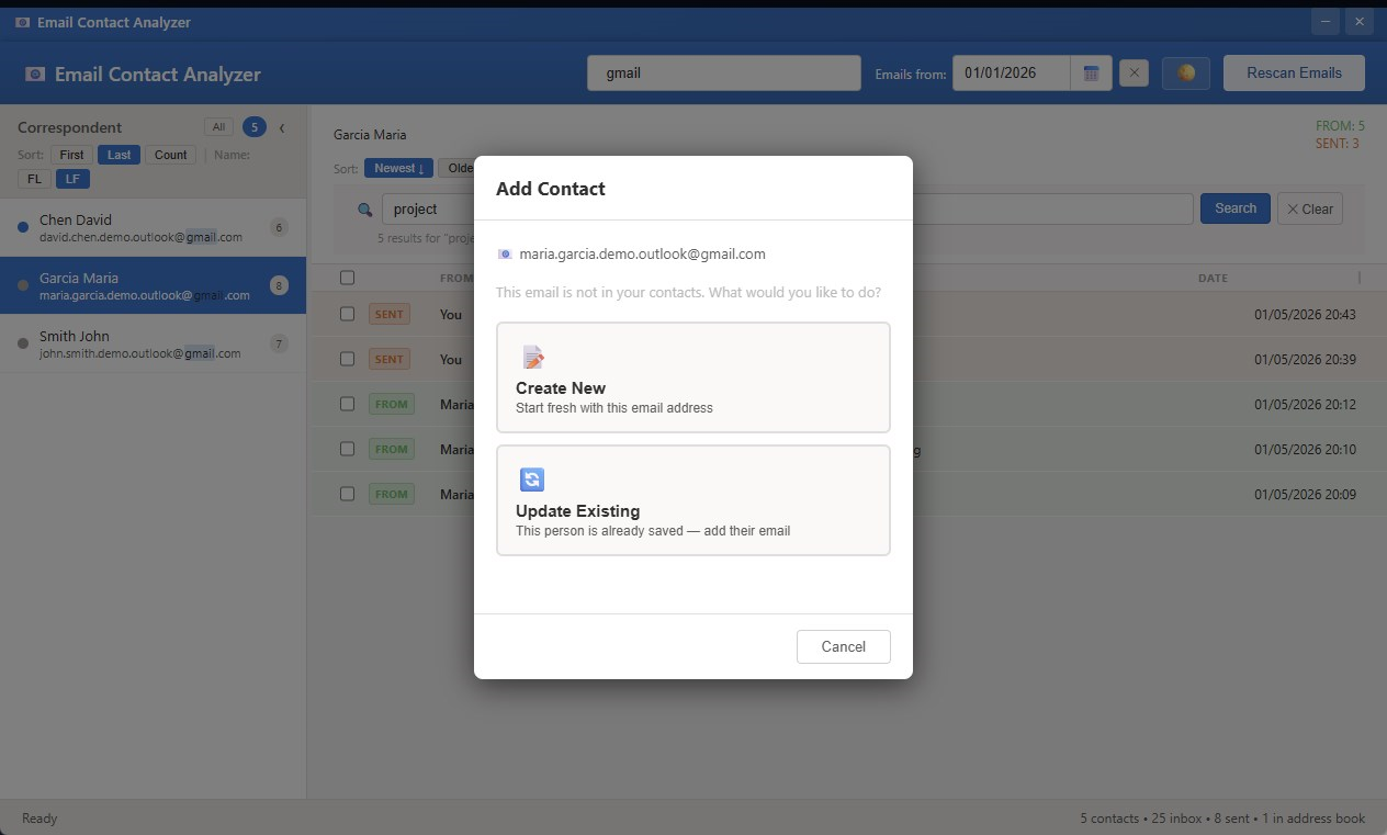 Create Outlook contact dialog
